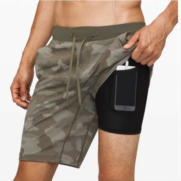 Lululemon T.H.E. Short 9" *Liner Variegated Mesh Camo Max Dark Olive M - Picture 3 of 8